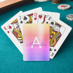 Pink and Purple Stainless Steel Monogram Playing Cards<br><div class="desc">Pastel Pink,  Purple Orange and Yellow Gold Ombre Faux Metallic Foil Stainless Steel Elegant Monogram Playing Cards. These playing cards can be customized to include your initial and first name and make a great party favour for a birthday party,  bridal shower or bachelorette party.</div>