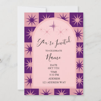 Pink and purple star invitation