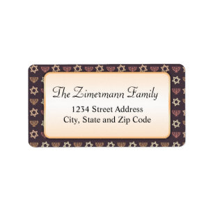 Pink and Purple Star of David Menorah Pattern Label