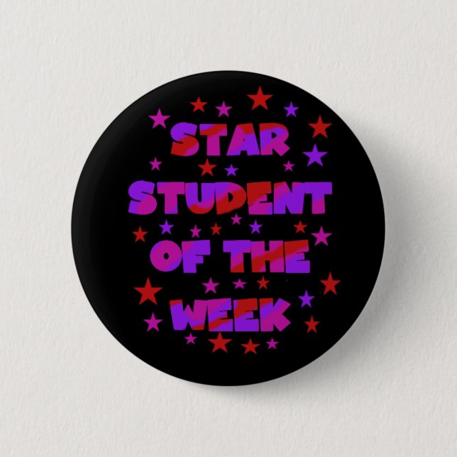 Pink and Purple Star Student of Week 2 Inch Round Button (Front)