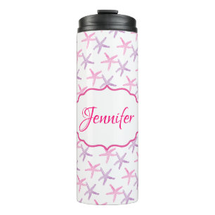 Pink and Purple Starfish Personalized Thermal Tumbler