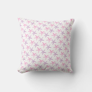 Pink and Purple Starfish Throw Pillow