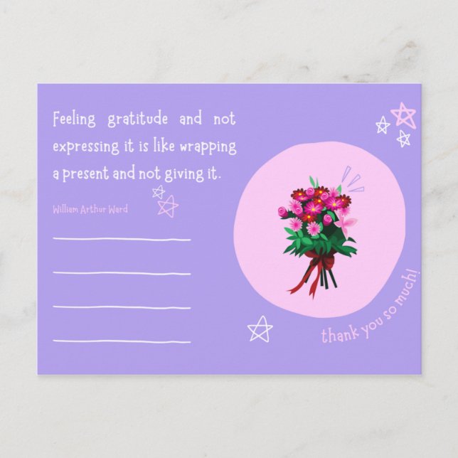 Pink and Purple Stars Handmade Cute Personal Quote Postcard (Front)