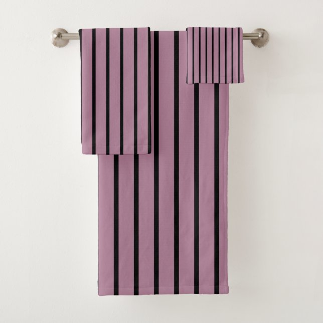 Pink and Purple Stripes Bath Towel Set (Insitu)