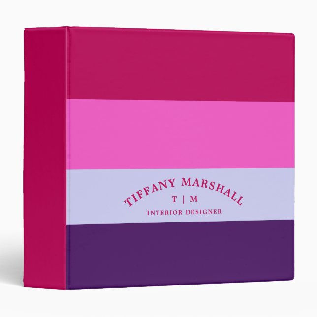 Pink and Purple Stripes Pattern Personalised Binder (Front/Spine)