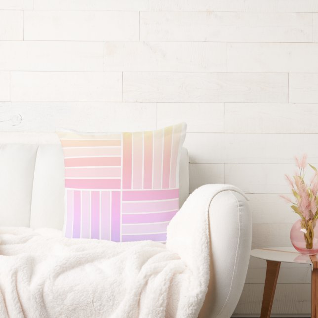 Pink and Purple Stripes Throw Pillow (Couch)
