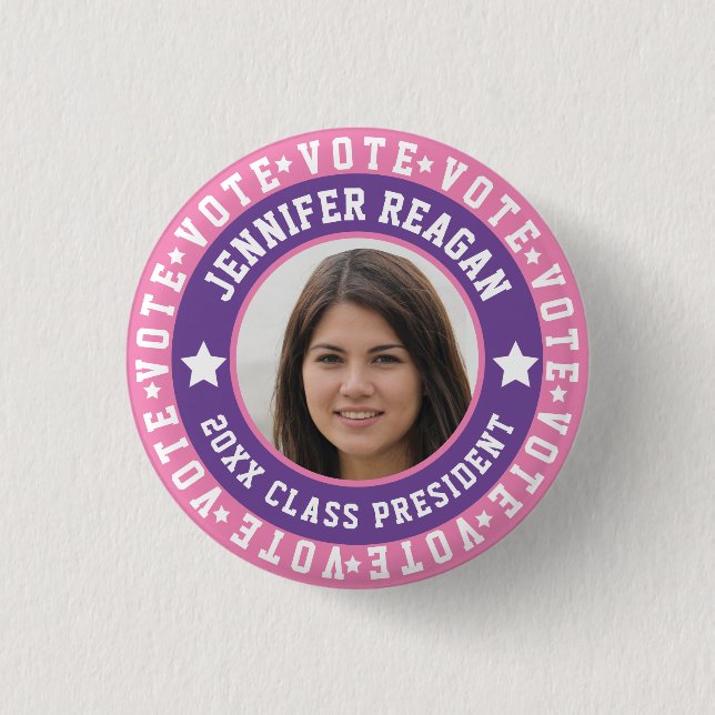 Pink and Purple Student Body Campaign 1 Inch Round Button (Front)