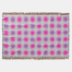 Pink and purple sun pattern throw blanket