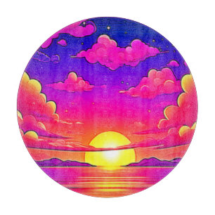 Pink and Purple Sunset Cutting Board