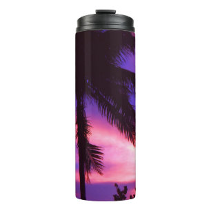 Pink and Purple Sunset Palm Tree Thermal Tumbler