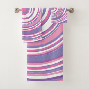 Pink and purple swirl pattern bath towel set