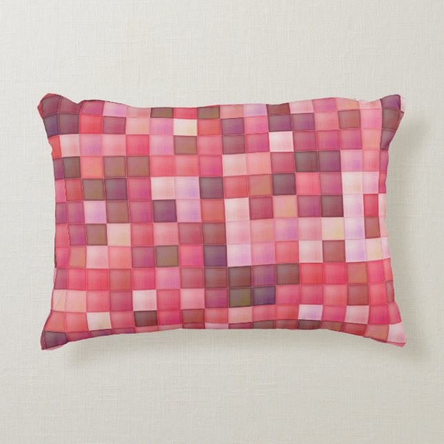 Pink and Purple Tile Mosaic Accent Pillow (Front)