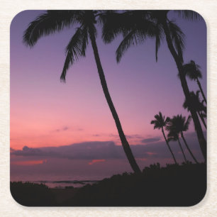 Pink and purple tropical sunset coaster