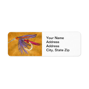"Pink and Purple" Trout Fly Return Address Label