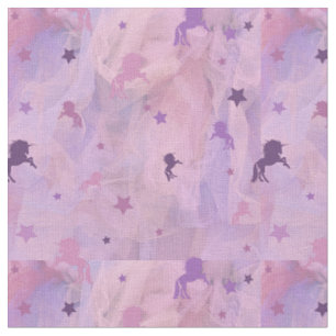 pink and purple unicorn and star design fabric