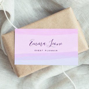 Pink and Purple Watercolor Abstract Stripes Business Card