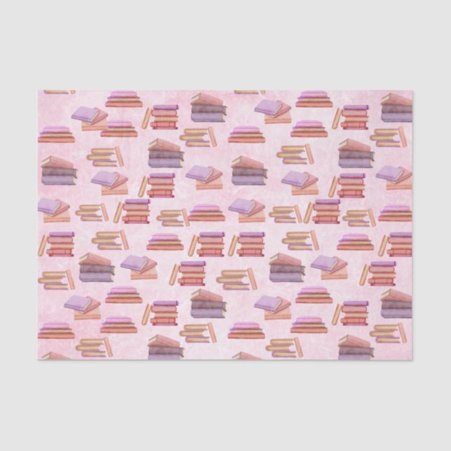 Pink and Purple Watercolor book pattern library   Tissue Paper (Front)