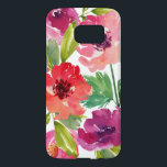 Pink and Purple Watercolor Floral Samsung Galaxy S7 Case<br><div class="desc">Pretty and feminine,  this case features a combination of pink and purple watercolor flowers with green leaves.</div>