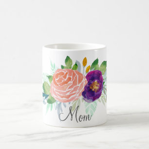 Pink and Purple Watercolor Floral Coffee Mug