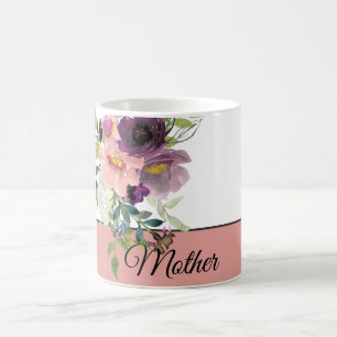Pink and purple watercolor floral customizable  coffee mug