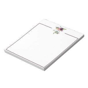 Pink and purple watercolor floral personalized  notepad