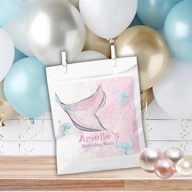 Pink and purple watercolor mermaid tail  favour bag (Creator Uploaded)