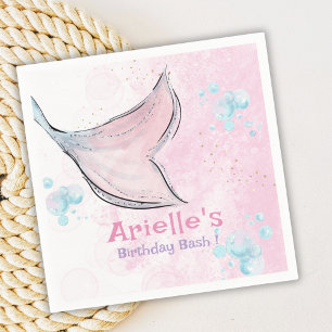 Pink and purple watercolor mermaid tail  napkin