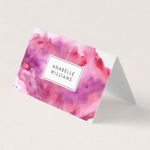 Pink and Purple Watercolor Modern Business Card