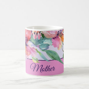Pink and purple watercolor petunias customizable coffee mug