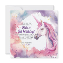 Pink and Purple Watercolor Unicorn Birthday