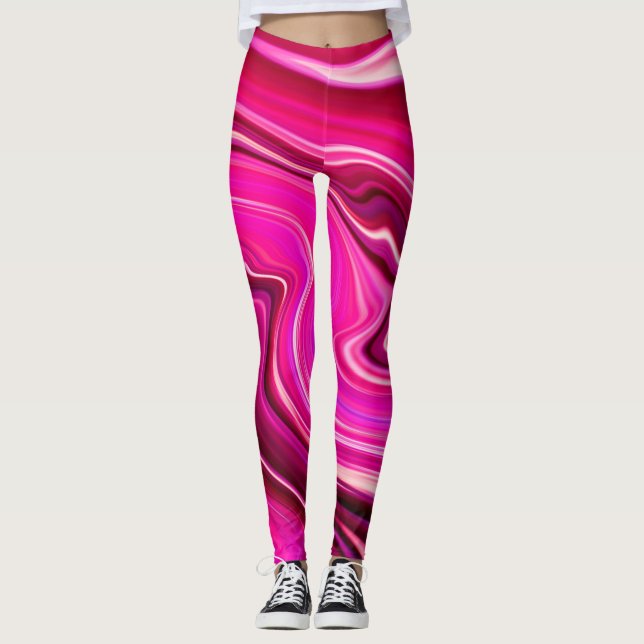 Pink and Purple Waves Leggings (Front)