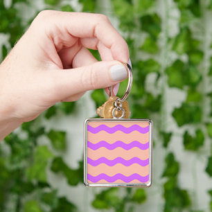 Pink and purple waves pattern keychain