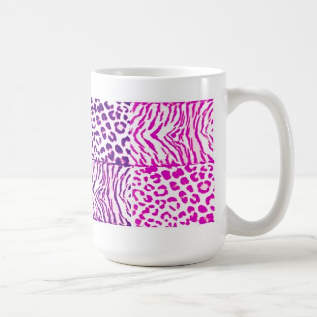 Pink and Purple Wild Animal Patterns Coffee Mug (Right)