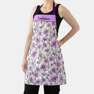 Pink and Purple Wildflower Garden Apron