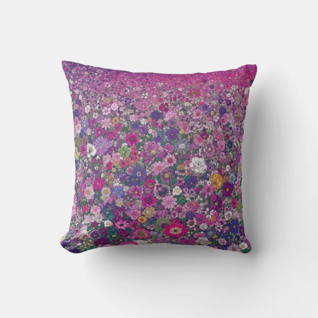 Pink and Purple Wildflower  Throw Pillow (Front)
