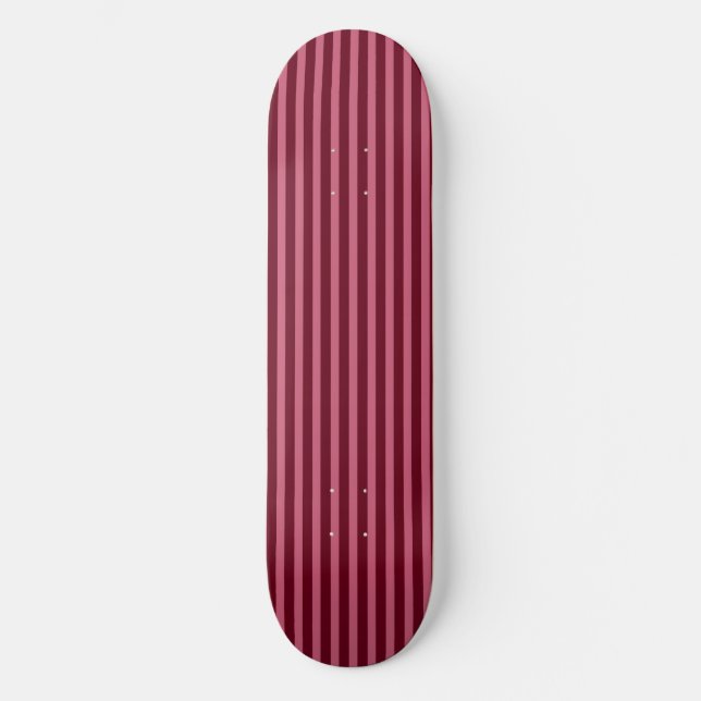 Pink and Raspberry Striped Skatedeck Skateboard (Front)