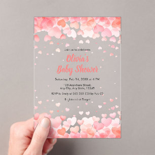 Pink and Red A Little Sweetheart Baby Shower  Acrylic Invitations