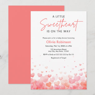 Pink and Red A Little Sweetheart Baby Shower  Invitation