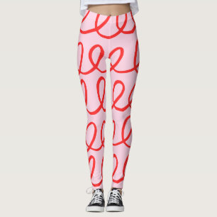 Pink and Red Abstract Leggings