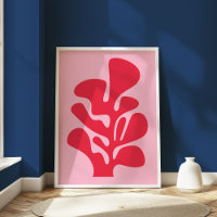 Pink and Red Abstract Matisse Coral Coastal
