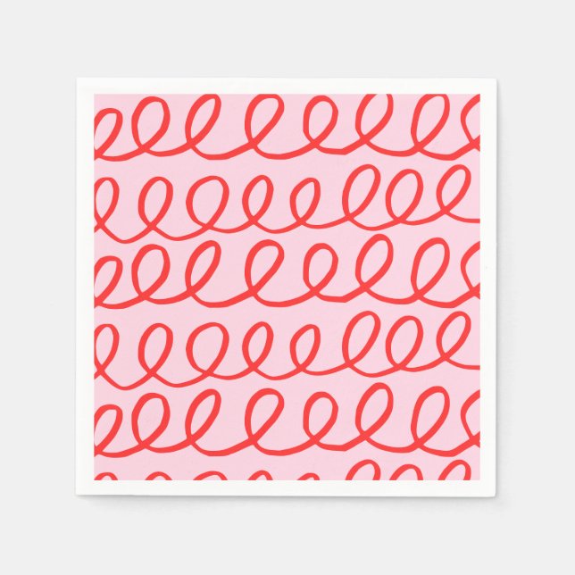 Pink and Red Abstract Paper Napkins (Front)