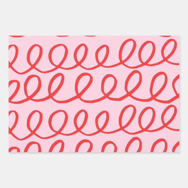 Pink and Red Abstract Wrapping Paper (Front)