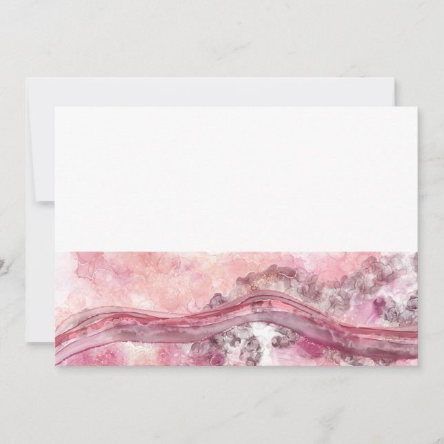 Pink and Red Alcohol Ink  Holiday Card (Front)