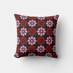 Pink and red blossoms pattern throw pillow