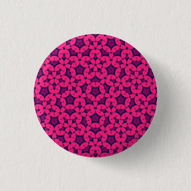 Pink and red Boho mandala style pattern 1 Inch Round Button (Front)