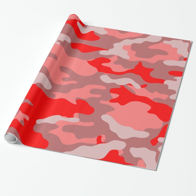 Pink and Red Camouflage Wrapping Paper (Unrolled)