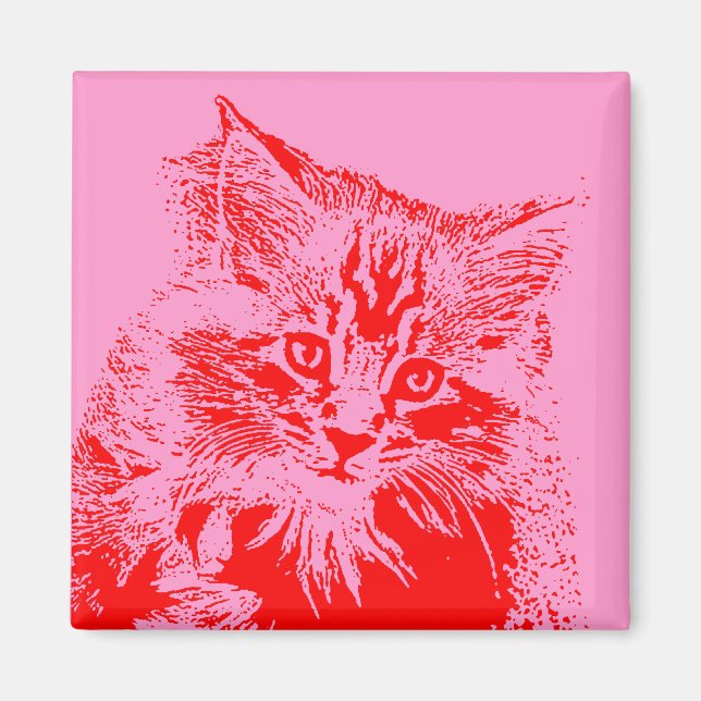 Pink and Red Cat magnet (Front)