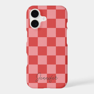 Pink and Red Check Pattern Playful Customizable