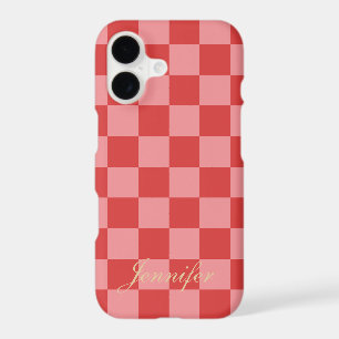 Pink and Red Check Pattern Playful Customizable