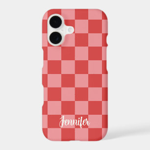 Pink and Red Check Pattern Playful Customizable